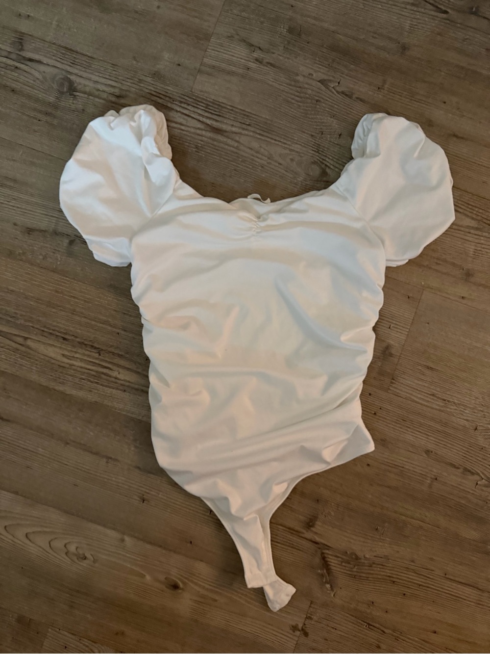 Free People White Puff Sleeve Bodysuit